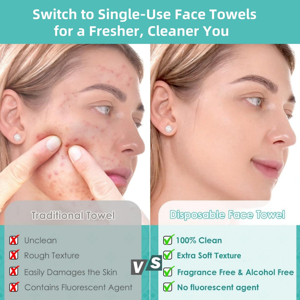 Ditoi Disposable Face Towels,Ultra Soft &Thick Facial Cloths for Makeup Removal, Skincare & Daily Cleansing,Nursing 240 Count