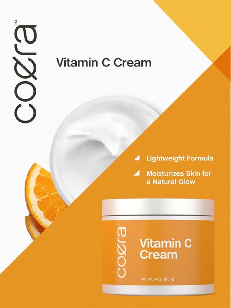 Coera Vitamin C Cream | 4oz | For Face, Dark Spots, Body, and Skin | Brightening, Hydrating, & Firming Moisturizer | Free of Parabens, SLS & Fragrances | Cruelty Free | Packaging May Vary