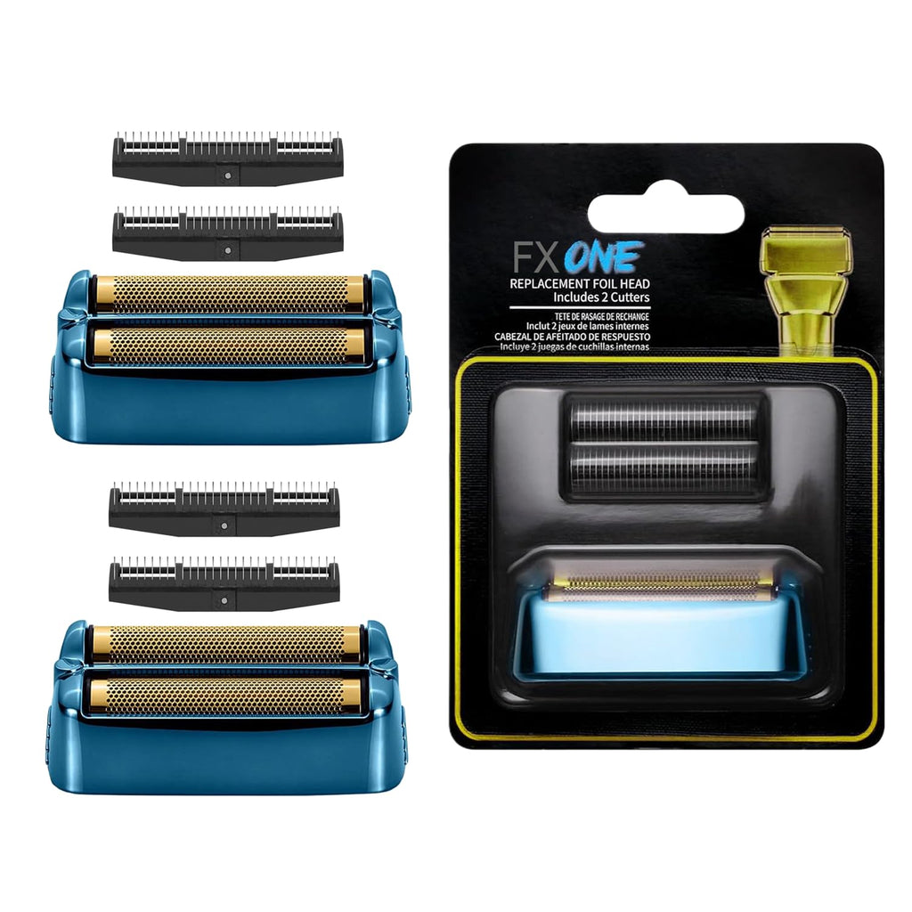 FXONE Shaver Replacement Foil and Cutter Compatible with BaBylissPRO FXONE Double Foil Stick Shaver,FX79RF2G Hypoallergenic Extra-close Shaver Replacement Head (Blue/2 Packs)