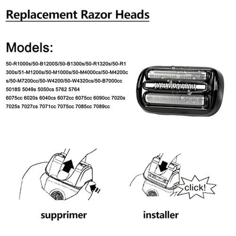 Braun 53B Replacement Head - Wet & Dry Foil and Cutter for Series 5 & 6 Electric Shavers | Compatible with S5, S6 Models