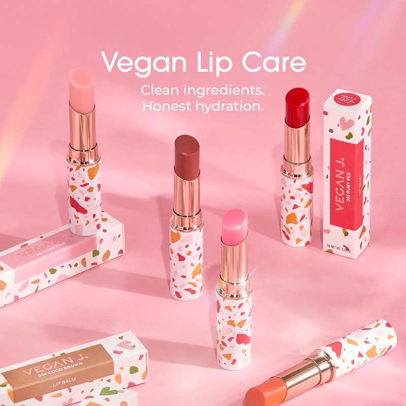 Vegan J. Lip Balm – Long-Lasting Hydration with Natural Color – Korean Beauty, Oasis Plant Complex, Silicone-Free, Vegan & Cruelty-Free Lip Care (002 Blush Pink)