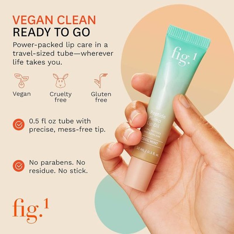 Fig.1 Peptide Plump Lip Oil - Hydrating Lip Gloss with Hyaluronic Acid & Vegan Squalane | Non-Sticky, 0.5 fl oz