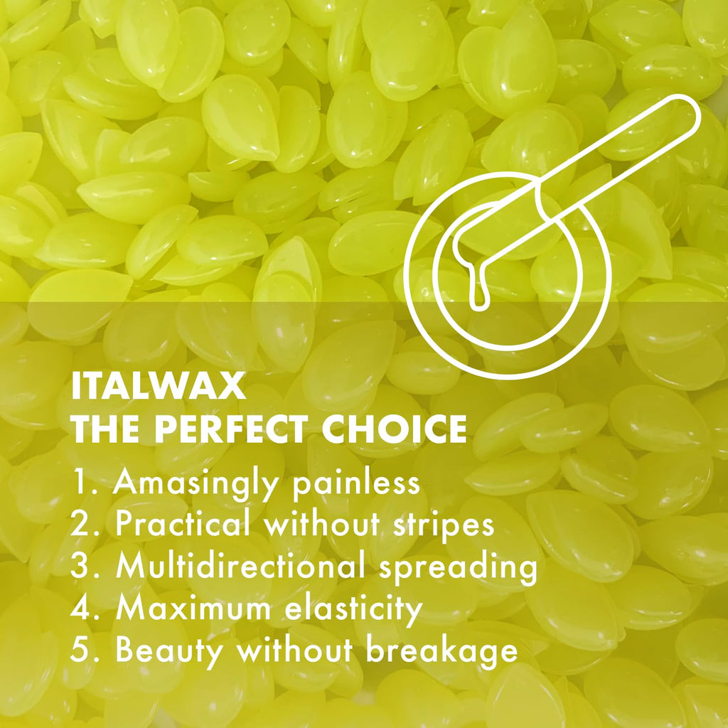 Italwax Top Line Argan Hard Wax Beads 1.65 lb (750 g) – Fast-Setting Transparent Jelly Wax Enriched with Argan Oil, Floral Scent, Strong Grip for Face & Underarms, Professional Use – Made in Italy