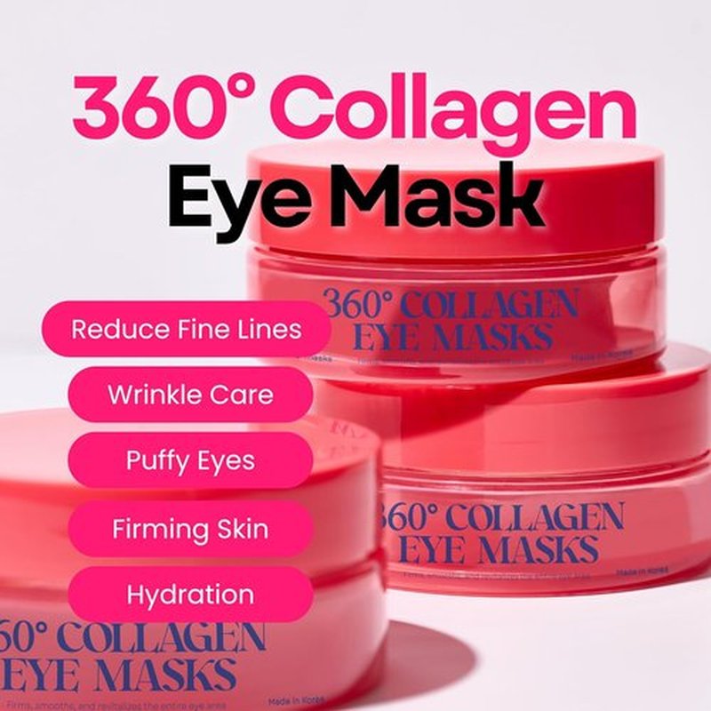 Skiennix 360° Collagen Eye Masks - Korean Under Eye Patches for Fine Lines & Dark Circles | 50 Masks
