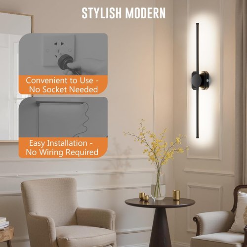 HEERTTOGO Battery Operated Wall Sconces - Set of 2 Dimmable LED Lights with Remote Control | 360° Rotatable, 3-Color Temperature