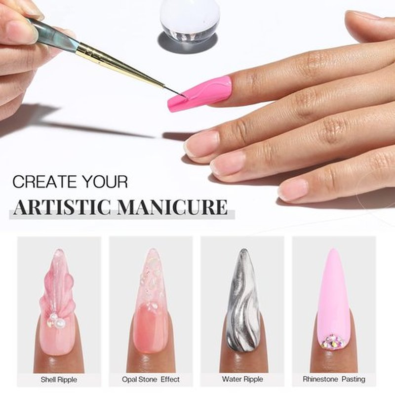 Morovan Clear Builder Gel for Nails: UV/LED Hard Gel Kit - 2oz Strong 3D Sculpting Extension Strengthen Professional Art Manicure Set with Forms & Brush Supplies