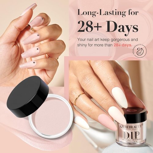 AZUREBEAUTY Dip Powder Nail Kit - 6 Shimmery Nude Colors for DIY French Manicure | No Lamp Needed