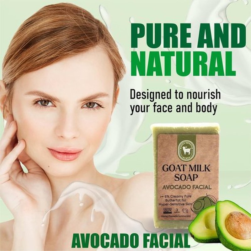 Honey Sweetie Acres Avocado & Goat Milk Facial Cleansing Bar - All-Natural, Moisturizing 3 Oz - Eco-Friendly, Handcrafted in USA