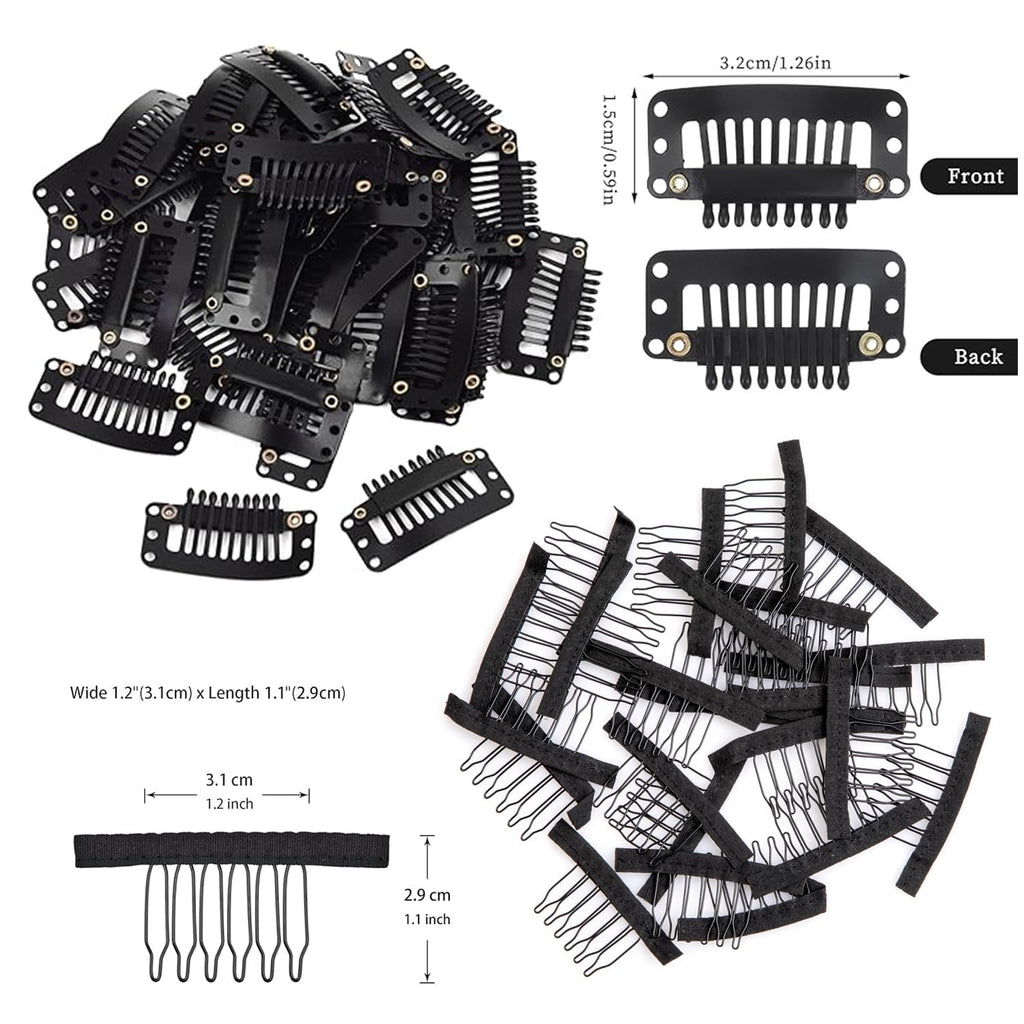 Wig Caps for Women 112 Pieces Wig Installation Kit Stretchable Mesh Dome Caps Wig Making Kit Accessory Thread with Needle Wig Combs Metal Hair Clips Adjustable Elastic Bands Wig Straps Wig Install Kit