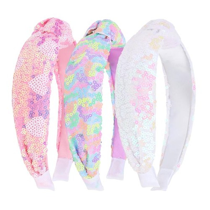 Brimekichio Sequin Girls Headbands, Knotted Kids Headbands for Girls, Sparkly Glitter Hair Band Girl Hair Accessories