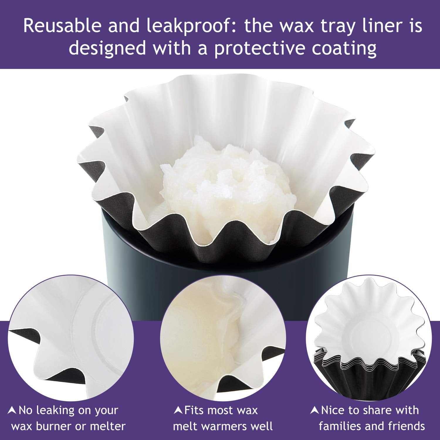 Boao Wax Melt Liners Reusable Leakproof for Any Wax Cubes Waxes Warmer Containers Cups for Scented Candle Plug in Warmers Electric Waxes Melters Burner(White,100 Pieces)