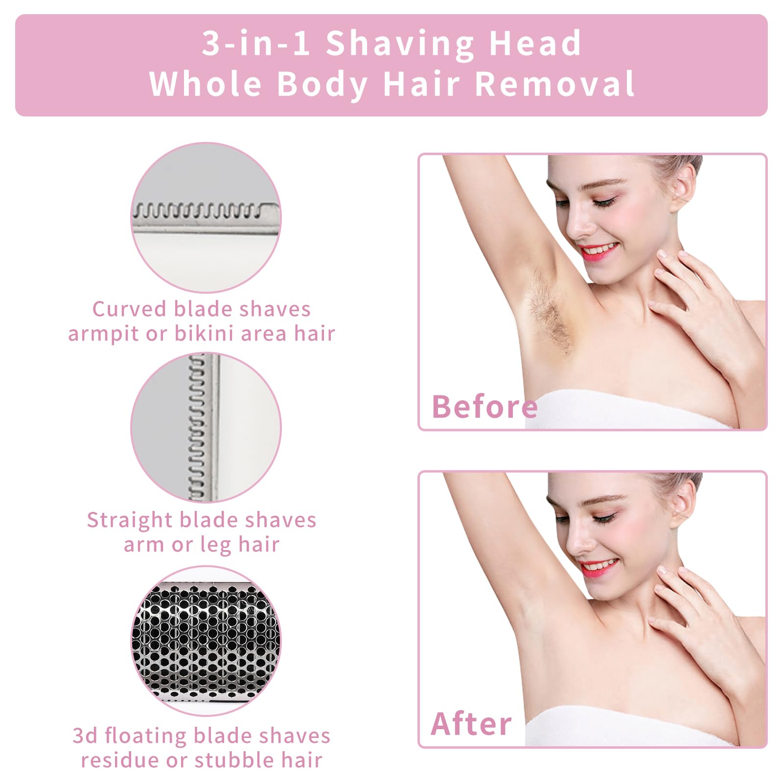 Beanify Electric Razor for Women Men with LED Display,4 in 1 Ladies Wet & Dry Body Razors and Facial Hair Remover, Rechargeable Hair Removal Kit for Nose Face Body Leg Bikini Arm Hair (Brown)