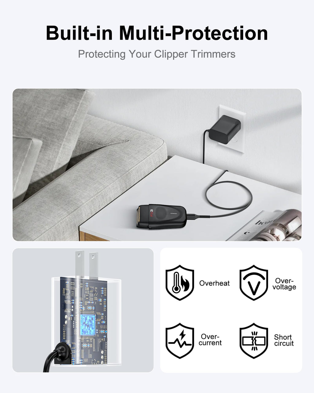 VHBW FX3 Charger Cord Compatible with BaBylissPRO FXFS2 FXX3S 4.5V