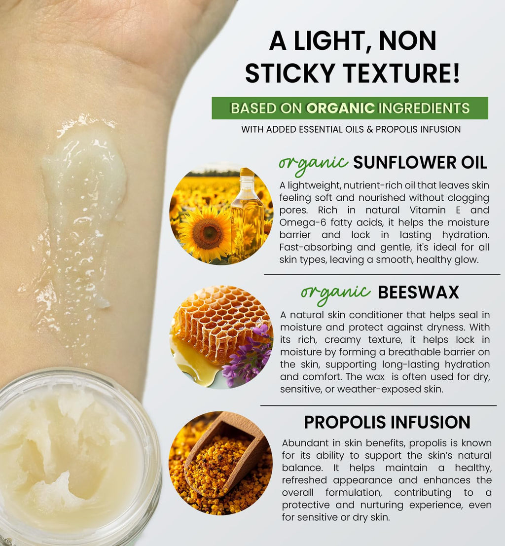 Beesaluxe HoneyBotan - 100% Natural Unpetroleum Skin Balm with Organic Ingredients - Petroleum Jelly Alternative for Lips, Hands, Baby Care, Makeup Remover, and More (2 Ounce)