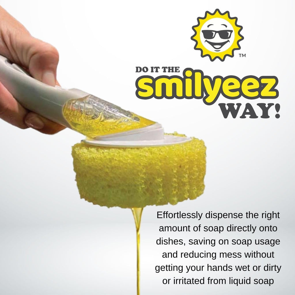 The Original Smiling Handle with Soap Dispensing for Scrub Daddy (Reg. TM) Sponge and Scrub Moji Sponge (White)