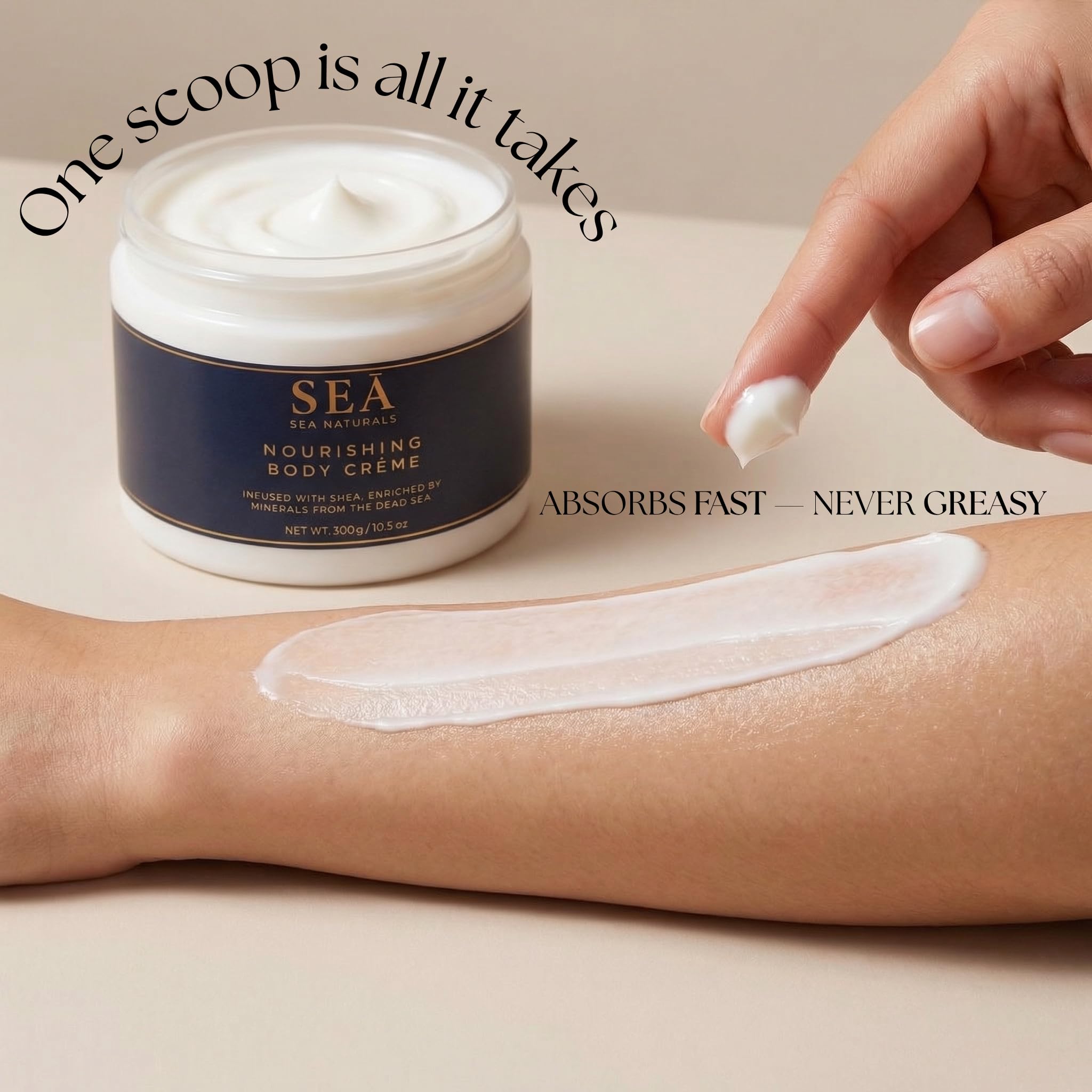 SEA Naturals Dead Sea Minerals Body Crème | Anti-Aging Daily Moisturizer with Retinyl Palmitate (Vitamin A) & Shea Butter | Hydrating Lotion for Dry Skin & Fine Lines, 10.5 oz