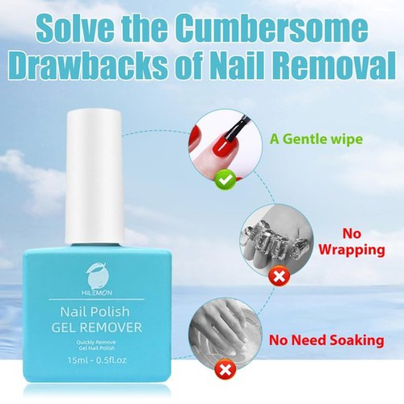 Quick Gel Nail Polish Remover, Easy Remove Gel Polish in 3 Minutes, No Need Soaking or Wrapping, Gel Remover for Nails, 15ml 2PCS