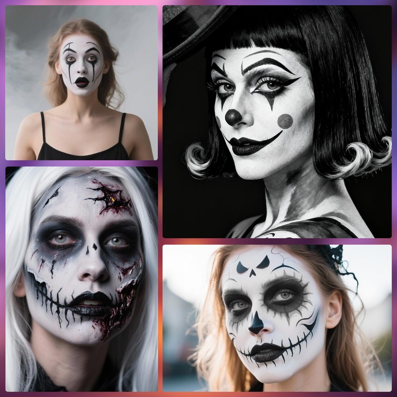 YBUETE Black White Grey Oil Based Face Paint Kit with Painting Brushes, Professional Full Coverage Greasepaint Halloween Face Painting Kit for Adult Cosplay Skeleton Monster Carnival Makeup