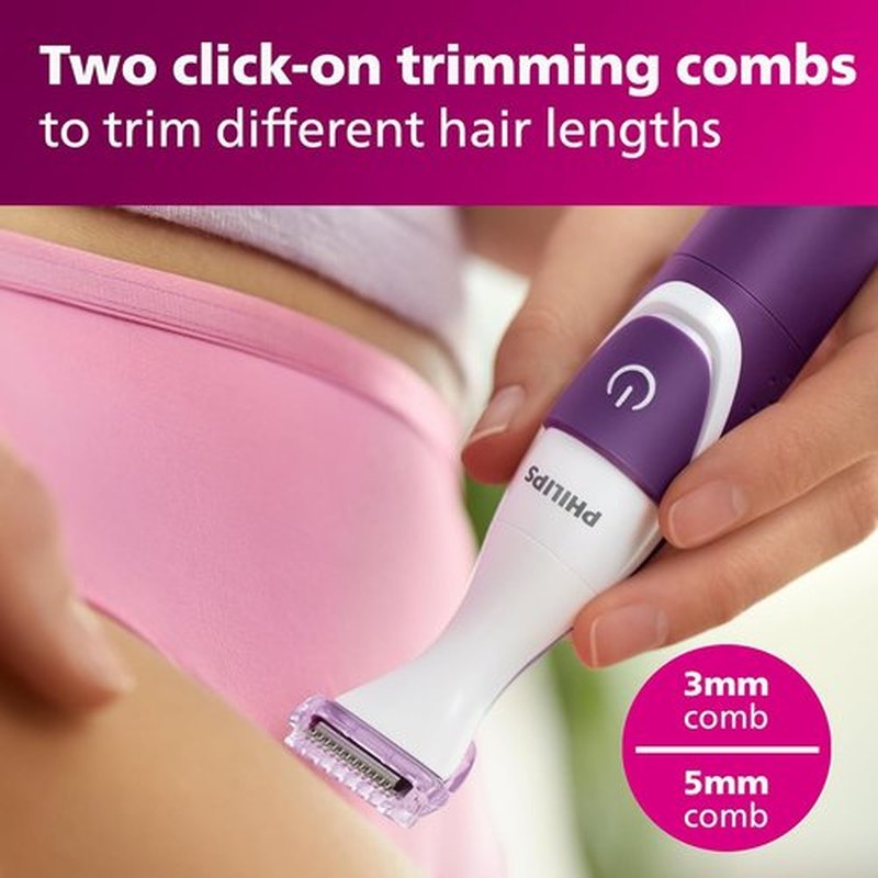 Philips Beauty Bikini Genie Trimmer - Cordless Hair Removal with Shaving Head & Comb, BRT383/50