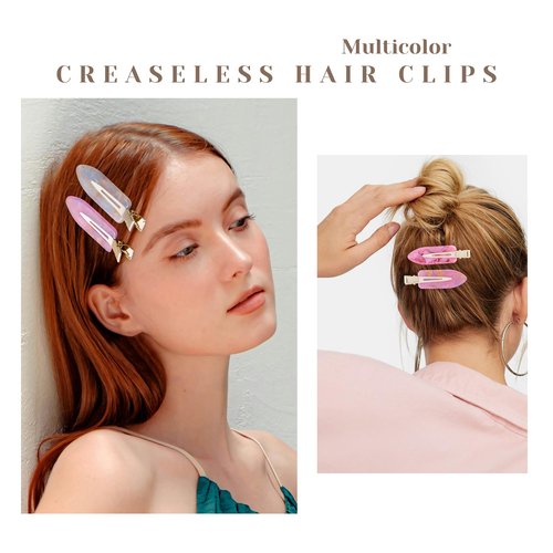 Cptots No Crease Creaseless No Bend Hair Clips For Styling Non Slip Flat Clips For Makeup Hair Accessories For Women,Sparkle Pink Purple,10 PCS