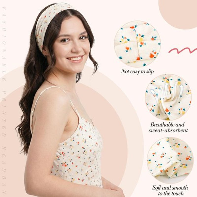 obeoby 8 Pack Pink Cute Headbands for Girls Daughter, Floral Stripe Headbands for Spring Summer Outfit Non Slip Wide Headband