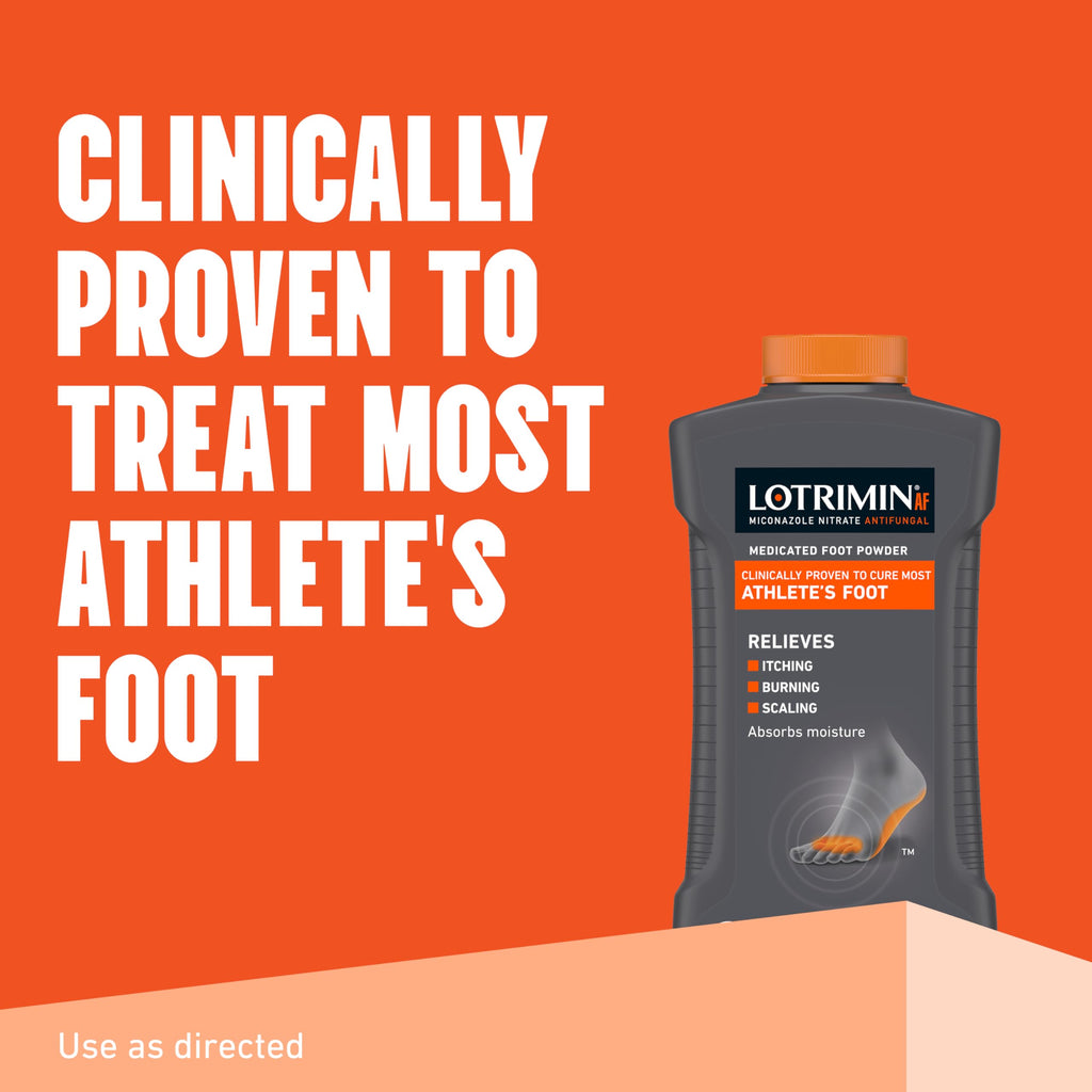 Lotrimin AF Athlete's Foot Antifungal Powder, Miconazole Nitrate 2% Treatment, Clinically Proven Effective Antifungal Treatment of Most AF, Jock Itch and Ringworm, 3 Ounces Bottle (Pack of 3)