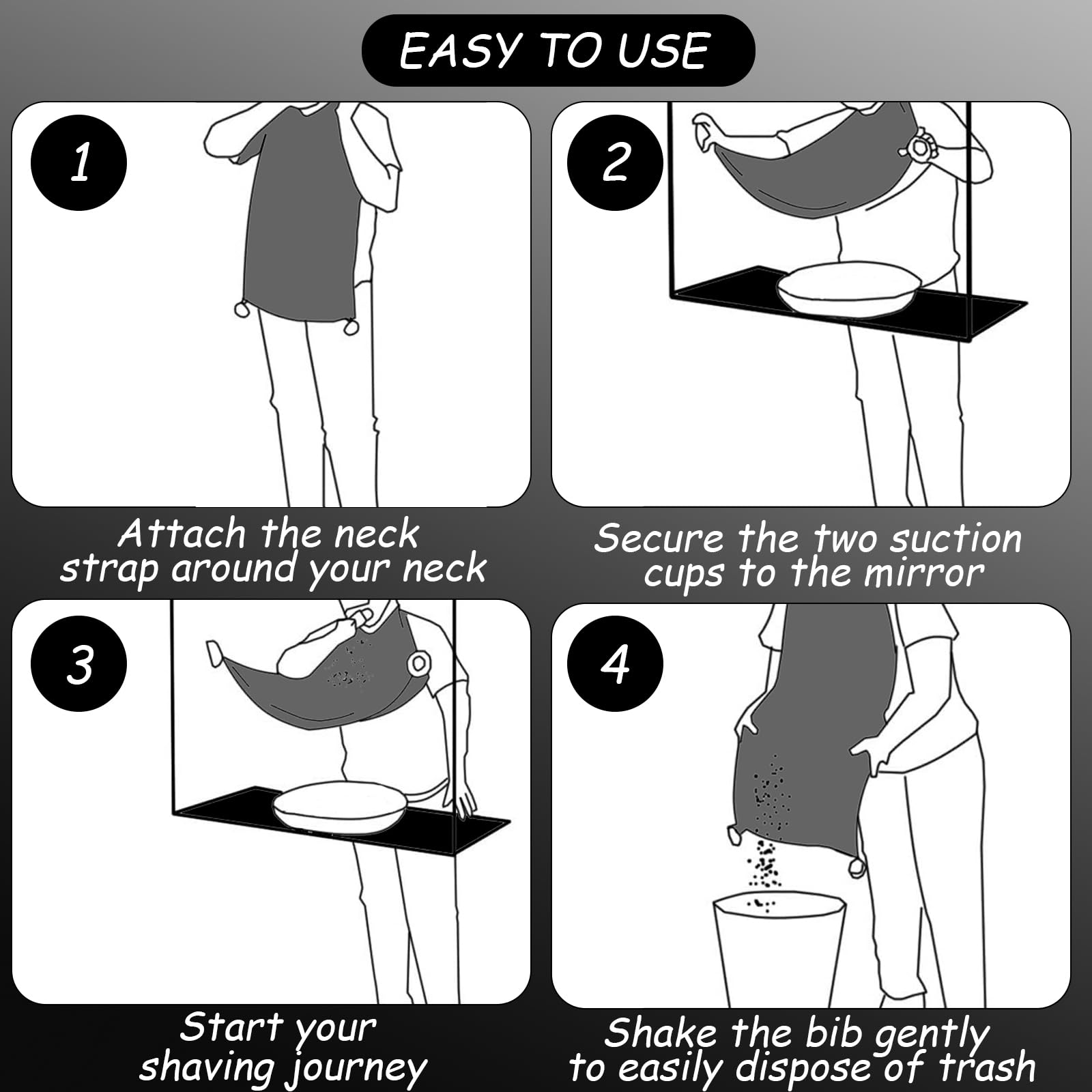 Beard Bib Beard Apron, Beard Catcher for Men Shaving & Trimming, Waterproof Beard Bib Hair Catcher for Sink, Non-Stick Beard Cape with 4 Suction Cups, Grooming Accessories & Gifts for Men Dad Husband
