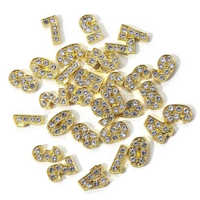 SILPECWEE 30pcs Number Nail Charms Gold Nail Jewels Number For Nails 3d Nail Art Charms Nail Rhinestones Nail Studs Nail Decoration for Nail Art DIY Craft