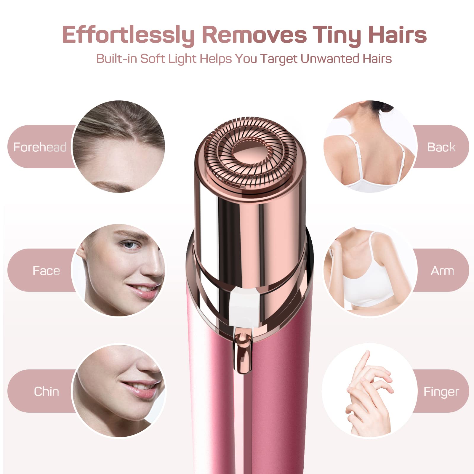 Facial Hair Removal for Women, Gurelax Facial Hair Remover, Electric Face Shaver, Painless Hair Removal Device for Lip, Chin with a Velvet Bag