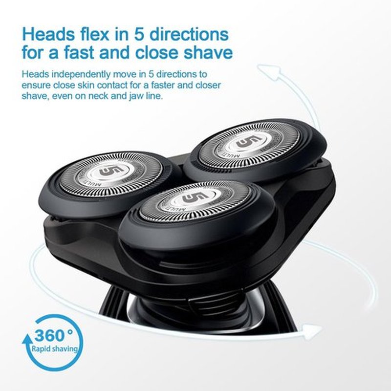 Philips Aquatec SH50 Replacement Blades - 6-Piece Set with Retaining Rings for 5000 Series Shavers