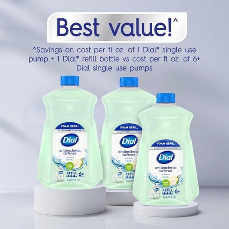 Dial Antibacterial Foaming Hand Soap - Fresh Pear Scent | 52 Fl Oz Refill for Ultimate Cleanliness