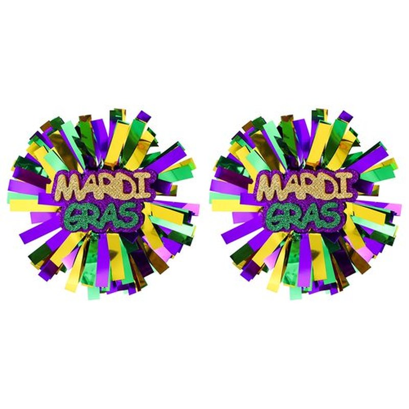 Happy Mardi Gras Hair Bows Glitter Metallic Green Gold Purple Pom Pom Cheer Barrettes Hairpins Fat Tuesday Parade Costume Outfit Decor Accessories Gift for Women Girls Kids