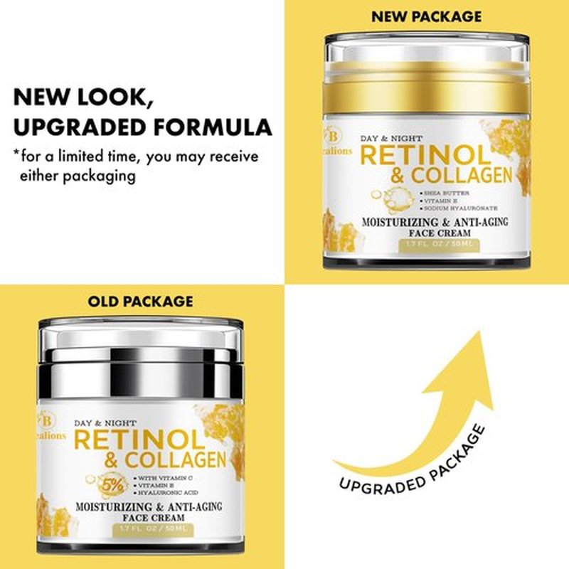 Retinol Cream for Face Anti Aging: Wrinkle Cream for Face Neck with Collagen Hyaluronic Acid - Night Moisturizer for Men Women - Facial Skin Care Gift for Mom Dad Sister