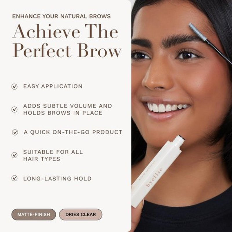 Byellie Brow Texture 12ml, Soft-Hold, Texturising Clear Eyebrow Gel, Define & Shape, Flexible Hold, No White Cast or Residue, Easy to Use Fluffy Brow Look, Natural Makeup, Vegan & Cruelty Free