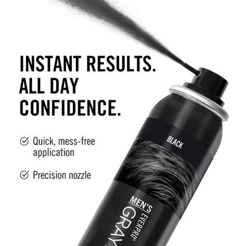 Everpro Gray Away Men’s Instant Root Cover-Up Spray - Temporary Gray Concealer for Thinning Hair - Black, 2.5 oz