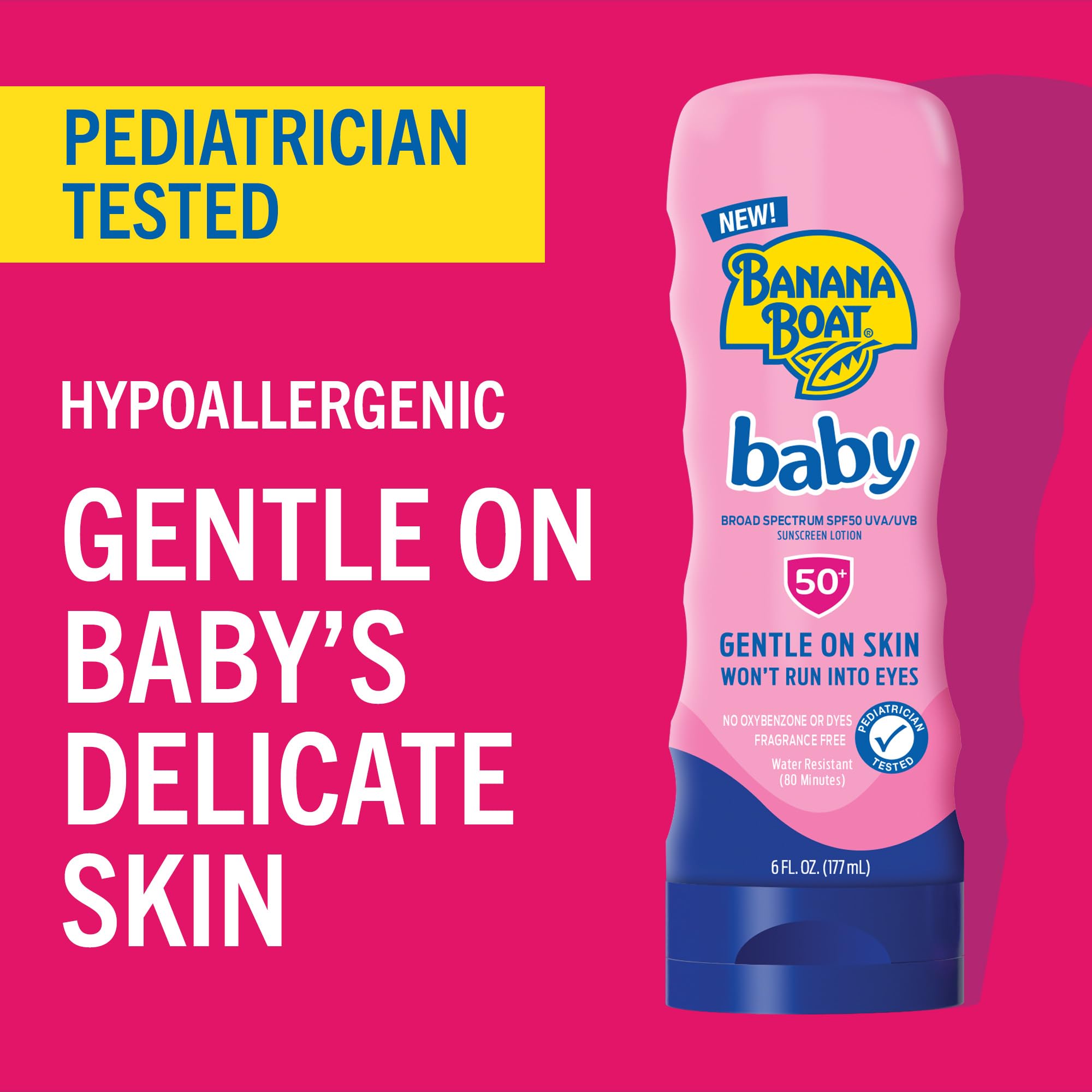 Banana Boat Baby Sunscreen SPF 50, 6oz | SPF 50 Sunscreen for Babies and Toddlers, Beach Essentials, Baby Sunblock, 6oz (Pack of 2)