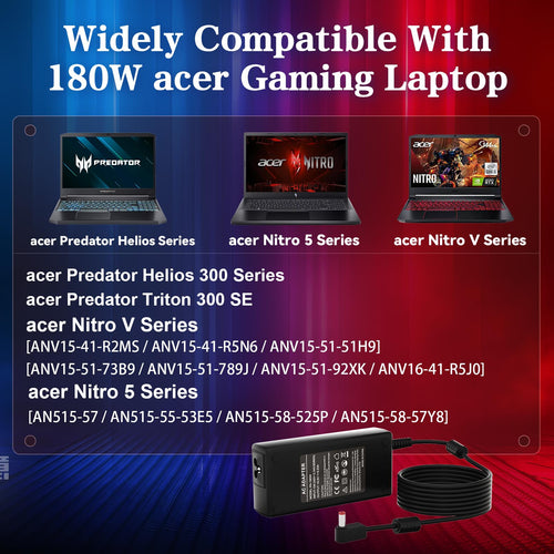 180W Charger for Acer Predator Helios 300/Triton 300 Se/Nitro V/V15 Laptop