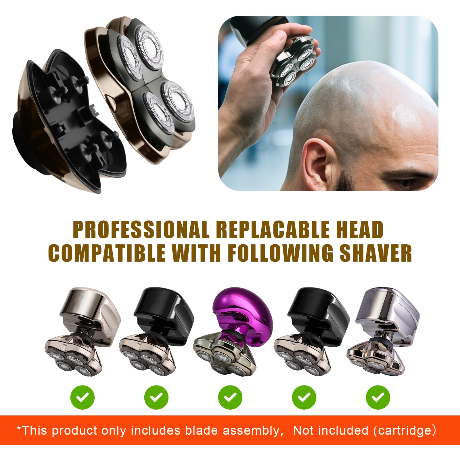 Shaver PRO 4 Head Replacement Blade for Skull shaver, 2 Pcs