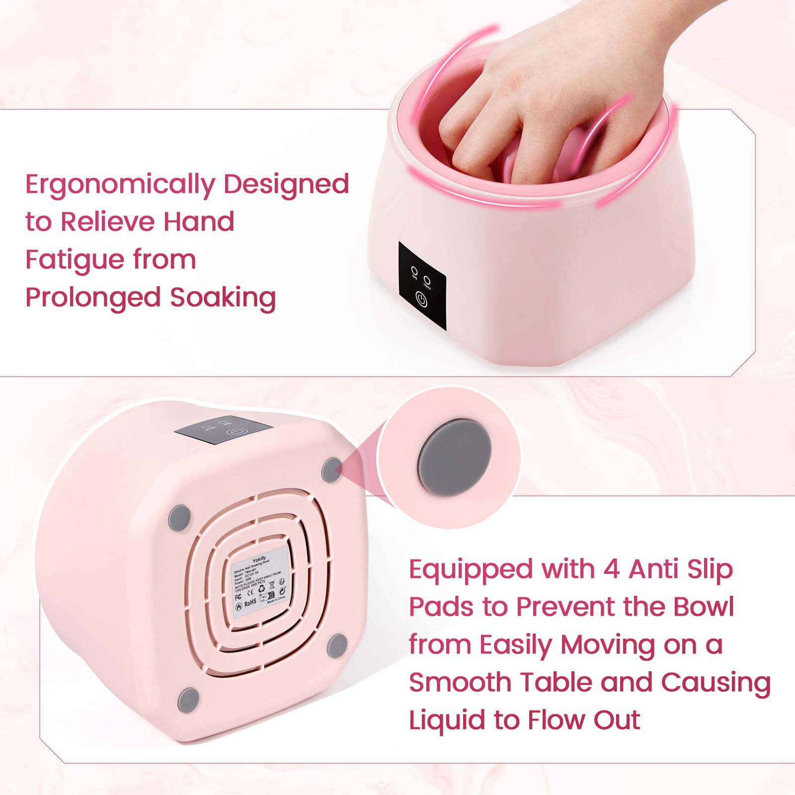 Yokilly Nail Soaking Bowl Heated: 50% Faster Nail Soak off Bowl for Women Nail Beginner - Electric Manicure Nail Bowl for Home Salon