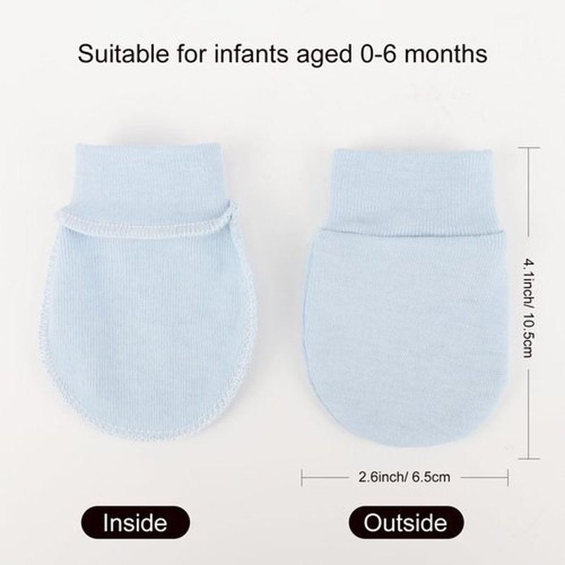 BQUBO Newborn Infant Mittens No Scratch Cotton Elastic Wrist Gloves Hypoallergenic for 0-6 Months Baby Boys Girls