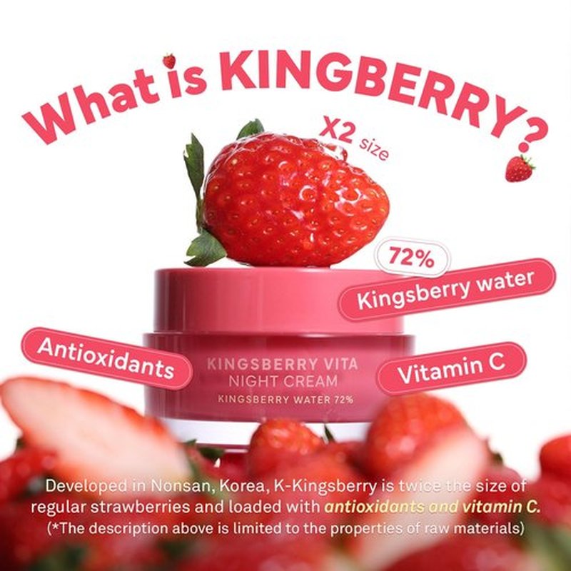 HINCE KINGSBERRY VITA NIGHT CREAM - Jelly Cream, Dullness Improvement, Niacinamide, Face Moisturizer for Dry Skin, Gives Hydration and Glass Skin Overnight, Korean Skincare (1.69 fl.oz)
