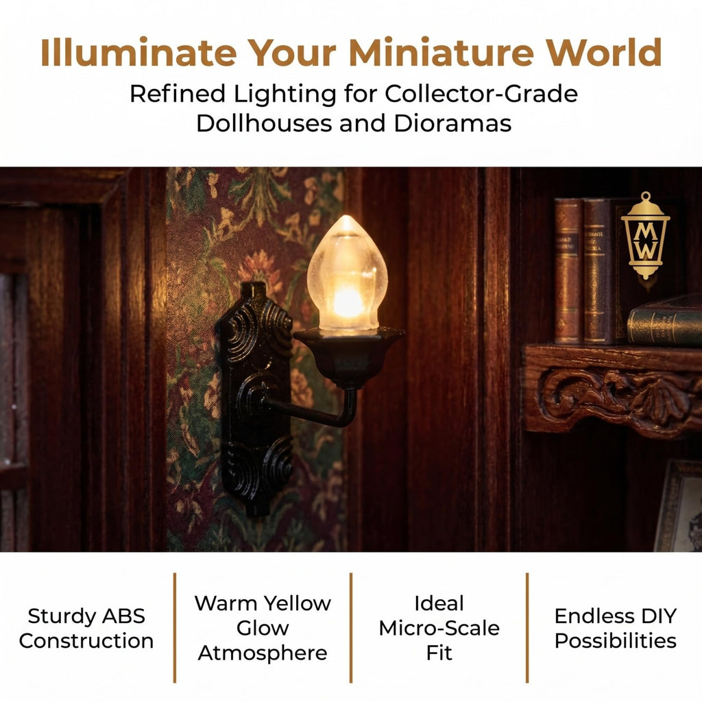Housoutil Dollhouse Miniature Wall Sconces, 5PCS Dollhouse LED Wall Lamp, ABS Mini Decor Lamp,Black Decor Outdoor Lights Sand Table Lighting Toy for DIY Living Room Mini Toy Models