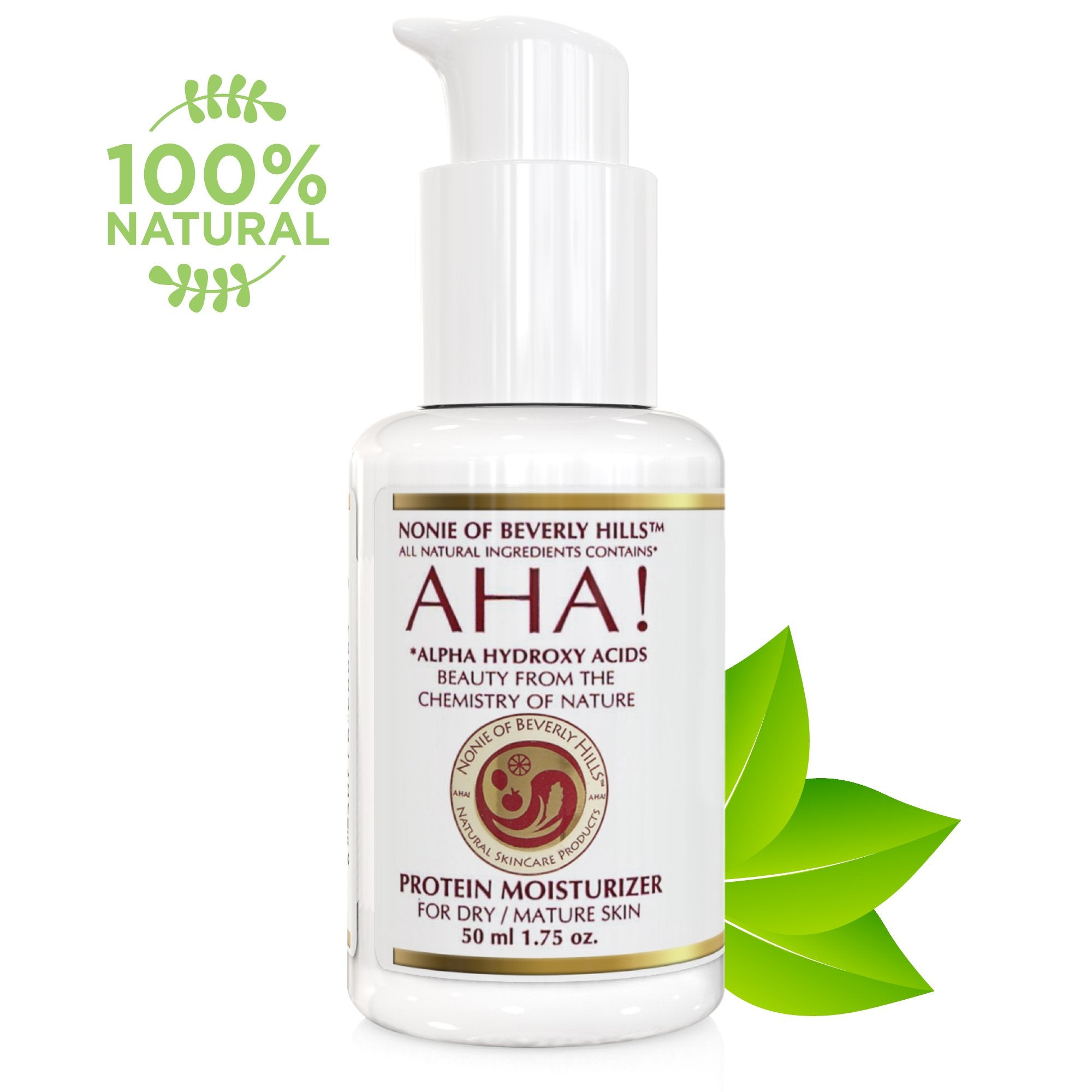 Nonie AHA Protein Moisturizer for Dry Skin Rejuvenating Protein Cream with Alpha Hydroxy Acids 100% Natural & Vegan Ingredients Gentle USA Made