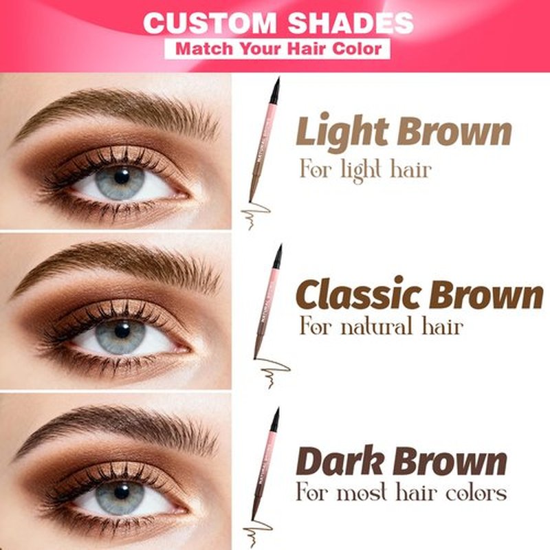 Microblading Eyebrow Pencil for Women, Waterproof Eyebrow Pen with Micro-Fork Tip & Precise Brush-Tip, Natural Hair-Like Brows, Long-Lasting Smudge-Proof Eye Brow Tint, Dark Brown,1 Pack