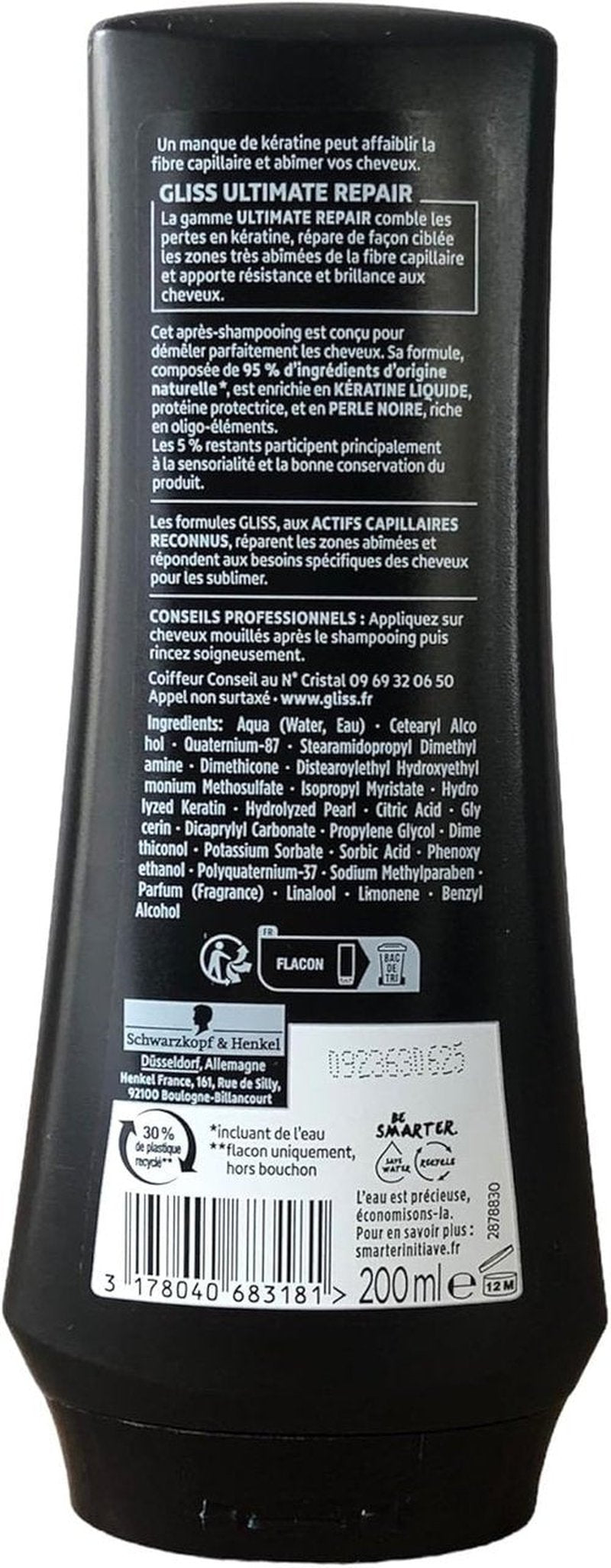 Gliss Kur Ultimate Repair Conditioner - Deep Nourishing Formula for Damaged Hair | 6.76 Fl Oz