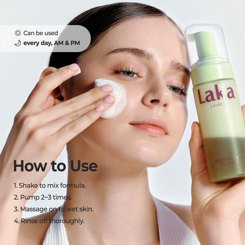 Laka Melty PDRN Oil Foam Cleanser, 145ml/4.9 fl.oz, Gentle Face Cleanser for All Skin Types, Deep Cleaning, Hyaluronic Acid, Soft Bubble, Korean Skincare