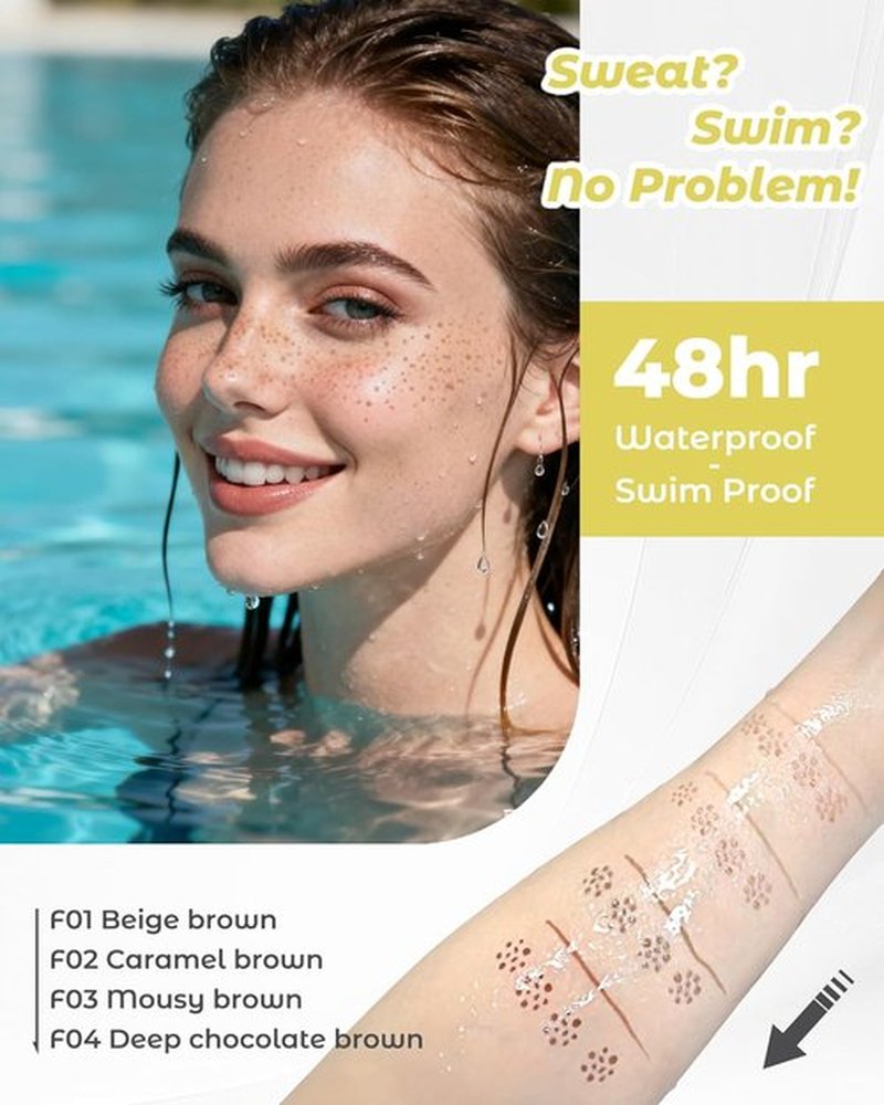 Skiennix Dual Ended 2-in-1 Faux Freckle Stamp Pen - Waterproof Multi-Prong Design for Natural Makeup