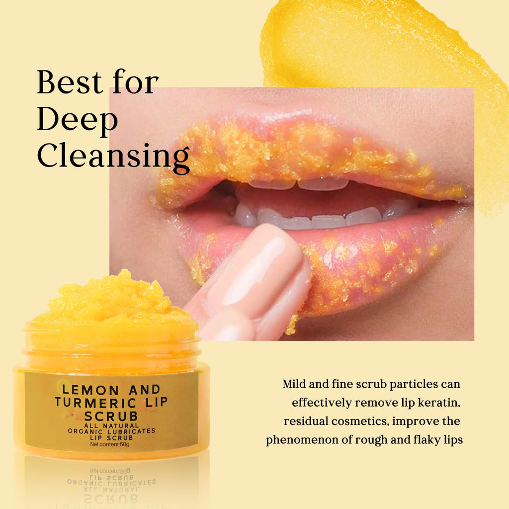 Freeorr Turmeric Lip Treatment Kit for Dark Lips, Lip Scrub&Lip Balm for Smokers, Lip Exfoliator Scrub for Hydration Chapped and Cracked Peel Lips