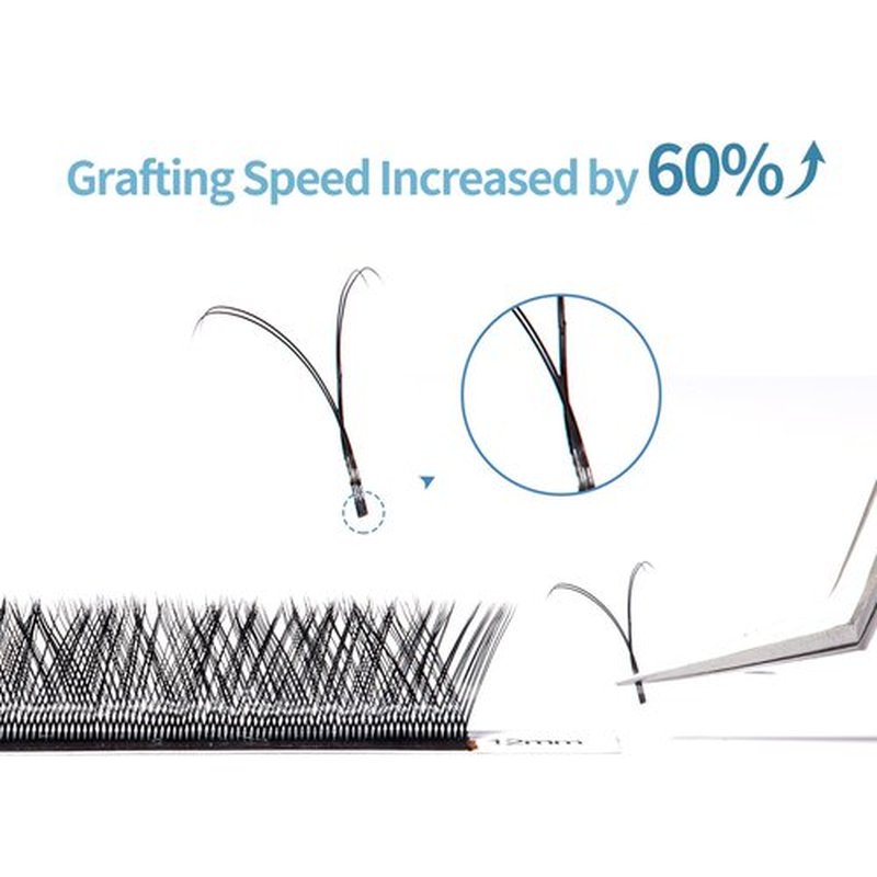 DeceMars Two Tip YY Eyelash Extensions Supplies D Curl 0.07mm Thickness 12mm Soft Lash Trays Premade 4D Easy Fan Y Shaped Volume Clusters Wispy Eye Lashes Black (YY,0.07-D-12mm)