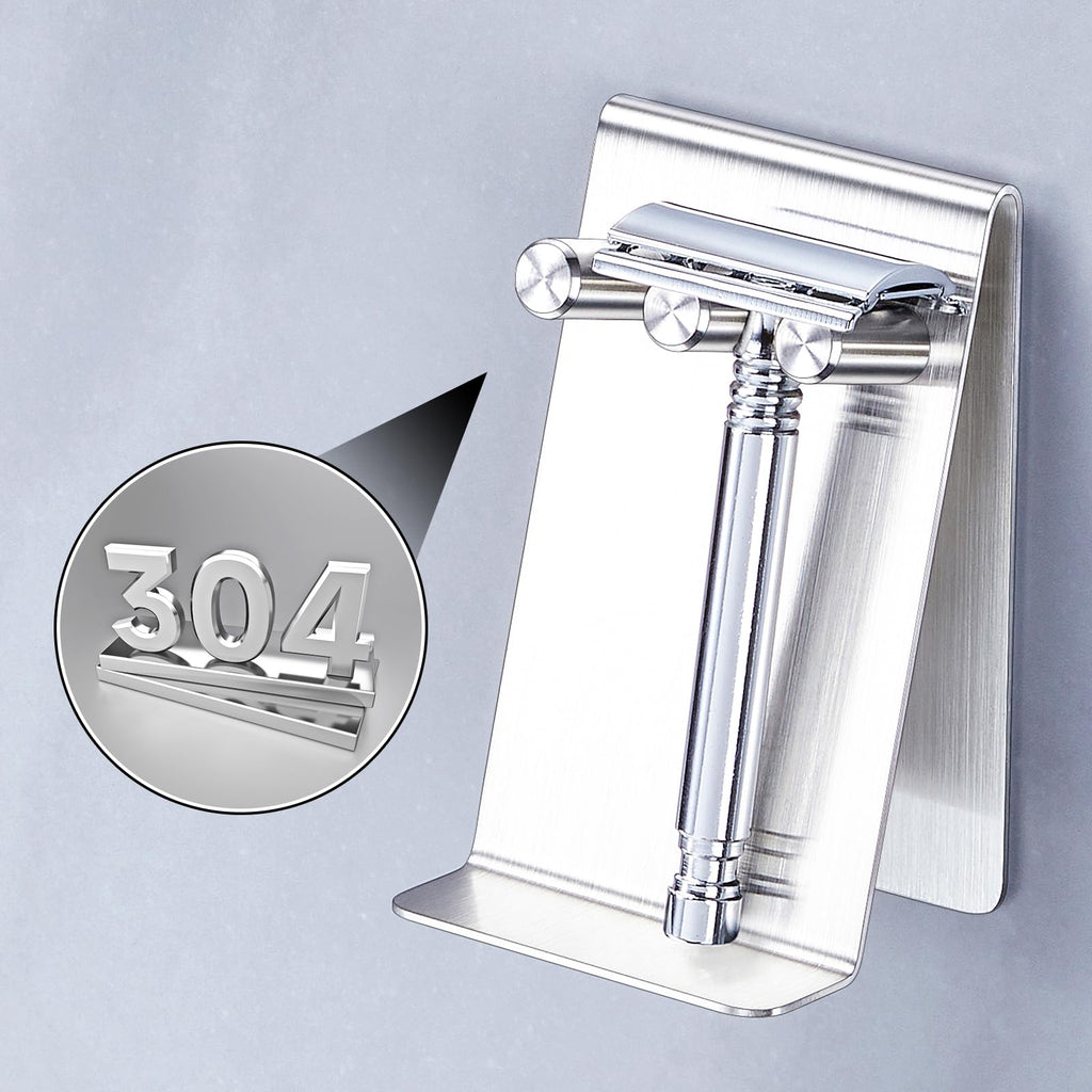 WAYASI Electric Toothbrush Head Holder, Self Adhesive or Desktop Tooth Brushing Holder, Wall Mounted Toothbrush Holders Shower Bathroom, Tooth Brush Holder Organiser (Silver, Small)